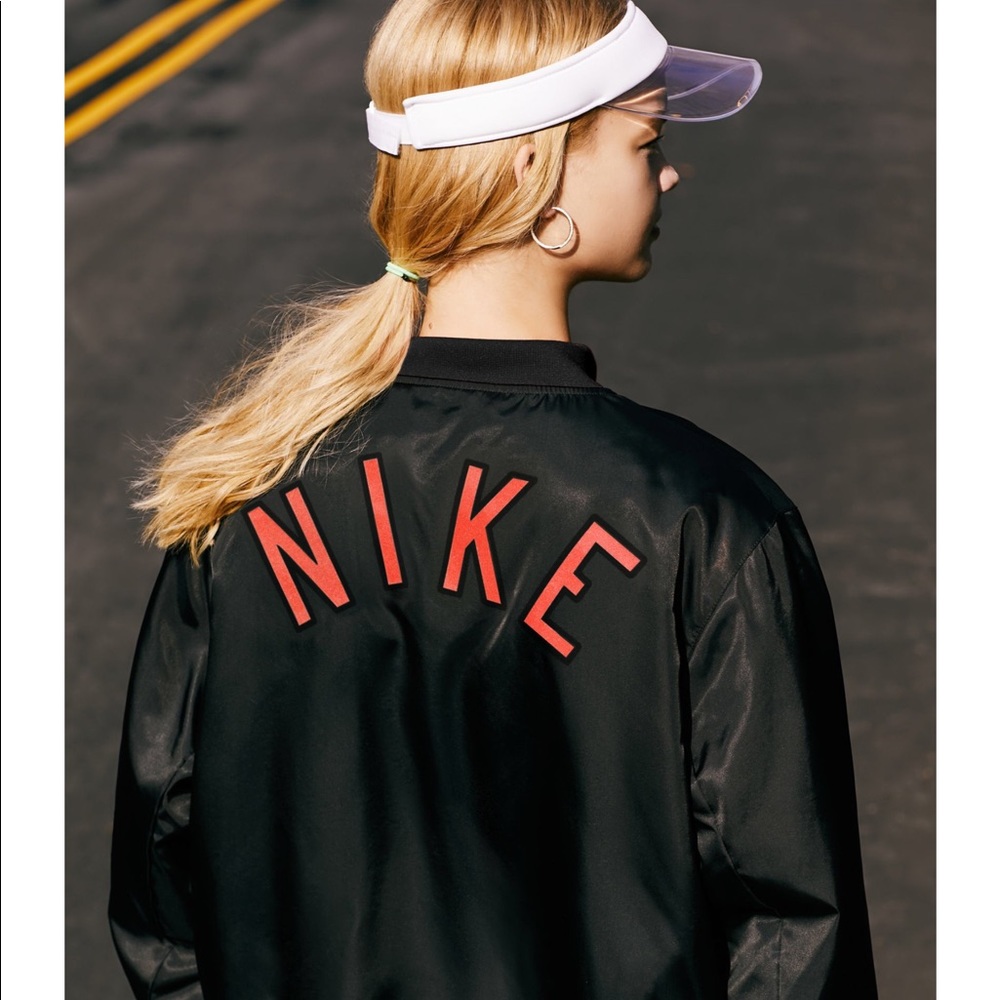 Nike Black Bomber Jacket with Red Logo